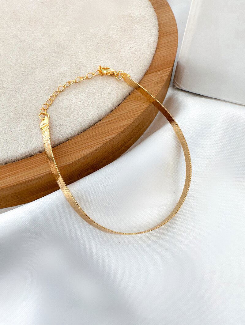 Pulseira Folheado a Ouro 18K Fita Laminada.