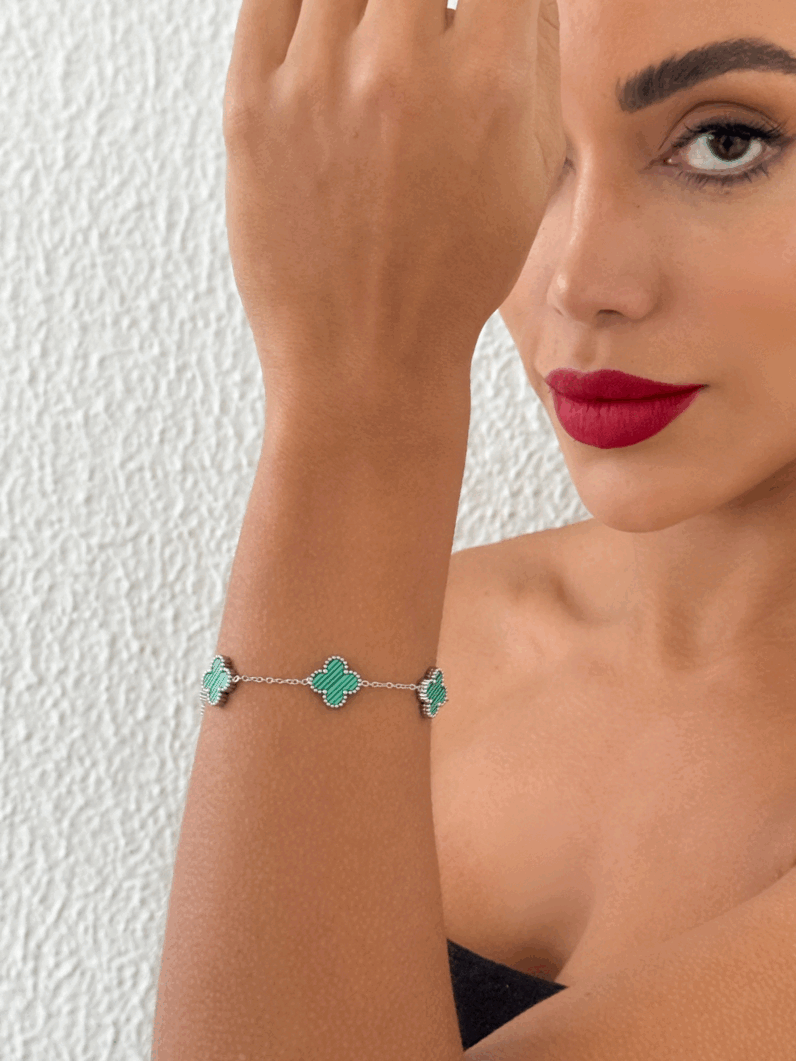 Pulseira folheado a ouro 18k Inspiração Colorido aço inoxidável