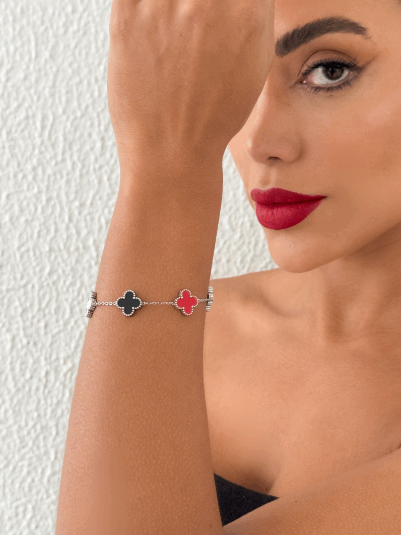 Pulseira folheado a ouro 18k Inspiração Colorido aço inoxidável
