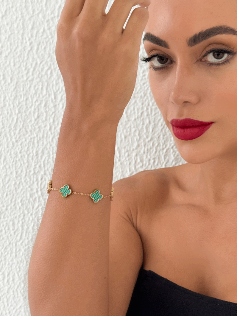 Pulseira folheado a ouro 18k Inspiração Colorido aço inoxidável