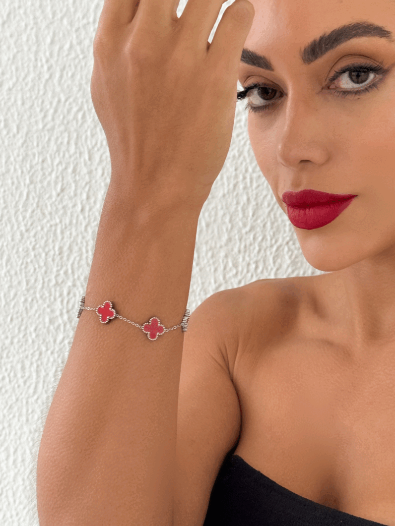 Pulseira folheado a ouro 18k Inspiração Colorido aço inoxidável