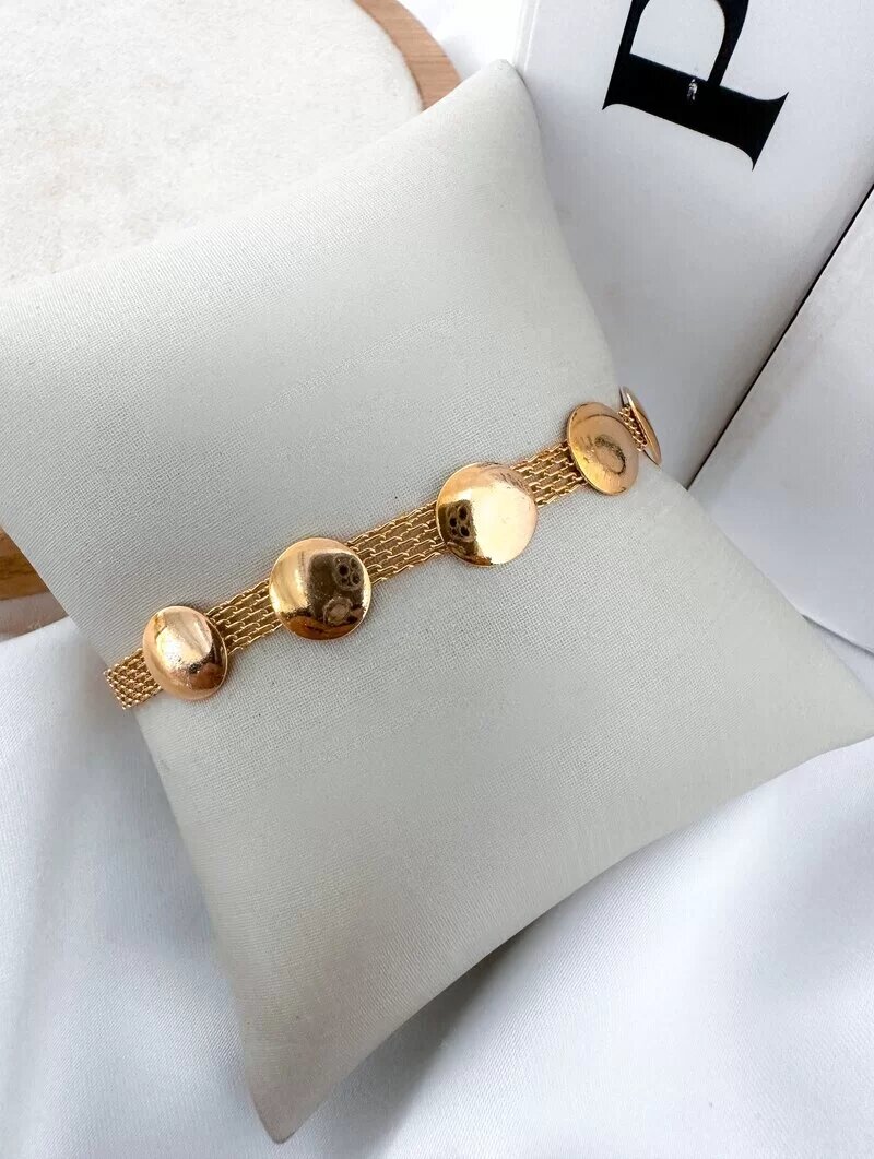 Pulseira Folheado a Ouro 18k Manta com Bottons Lisos