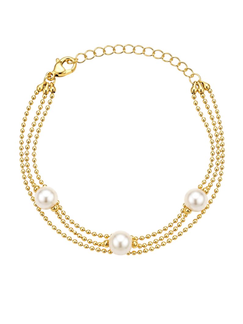 Pulseira Folheado a Ouro 18k Mini Esferas e Pérolas