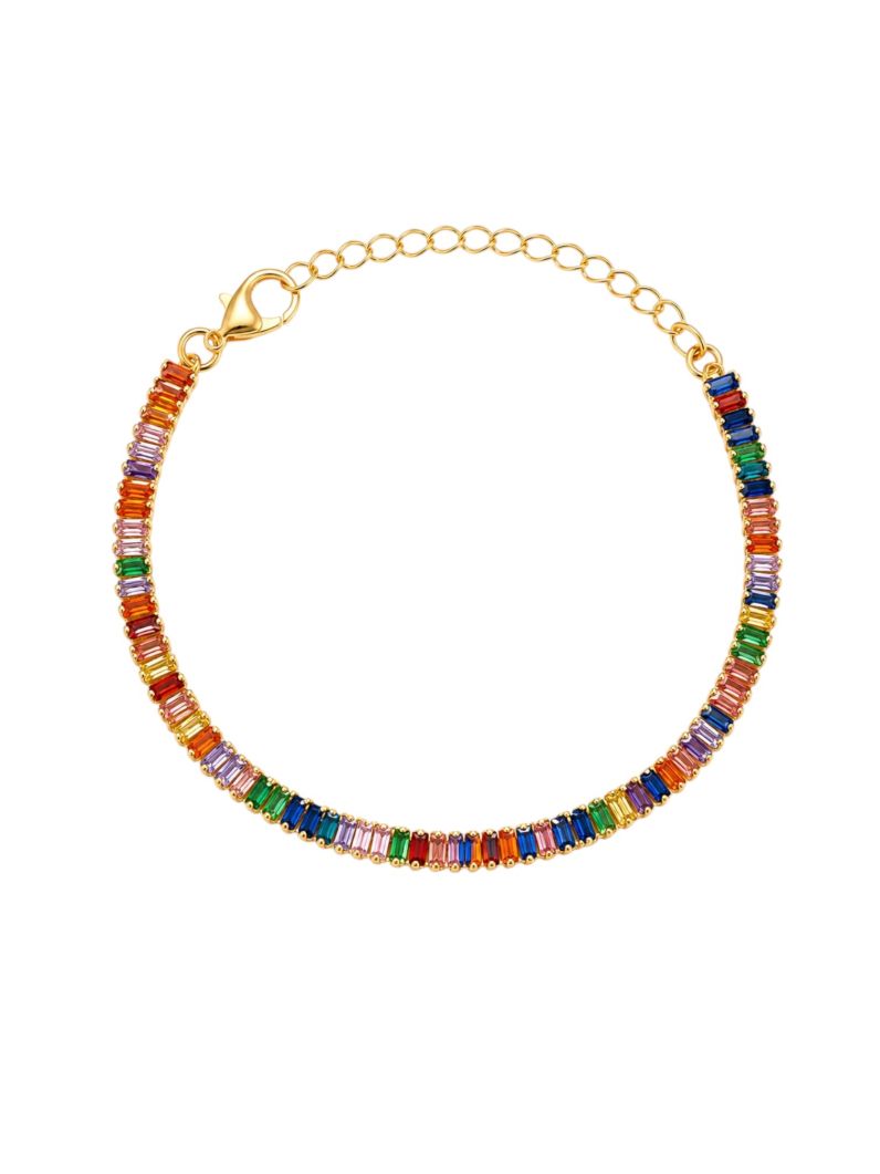 Pulseira Folheado a Ouro 18k Navetes Coloridos