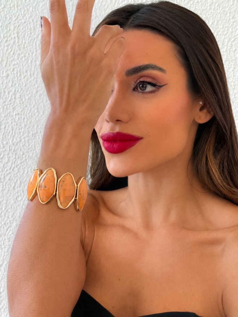 Pulseira Folheado a Ouro 18k Organico Resinado