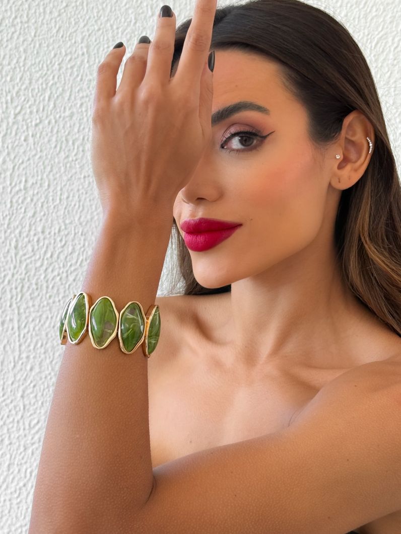 Pulseira Folheado a Ouro 18k Organico Resinado