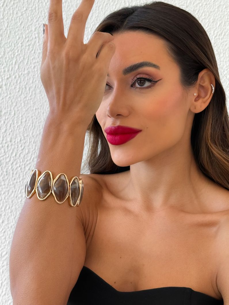 Pulseira Folheado a Ouro 18k Organico Resinado