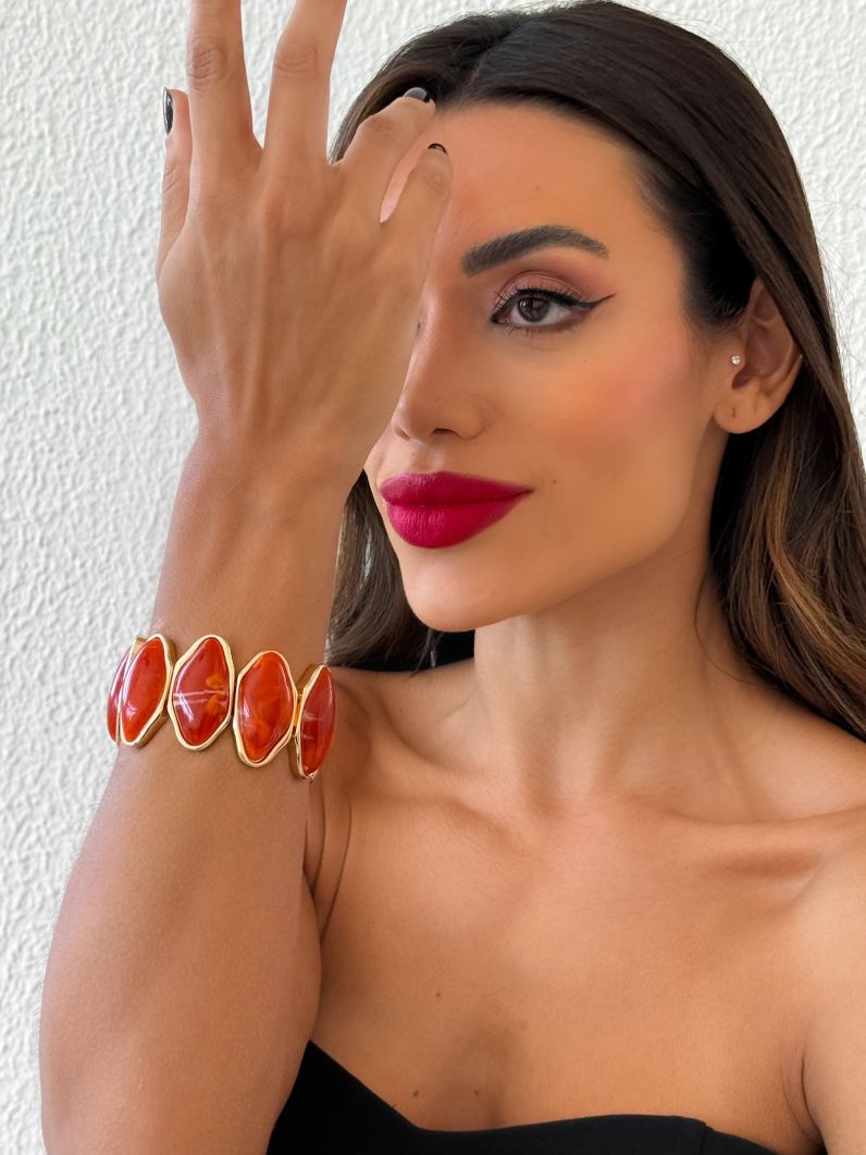 Pulseira Folheado a Ouro 18k Organico Resinado