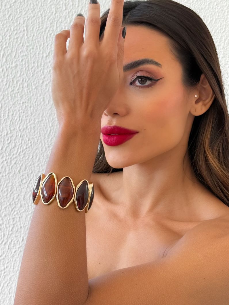 Pulseira Folheado a Ouro 18k Organico Resinado