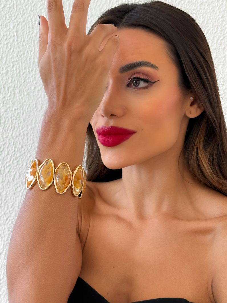 Pulseira Folheado a Ouro 18k Organico Resinado