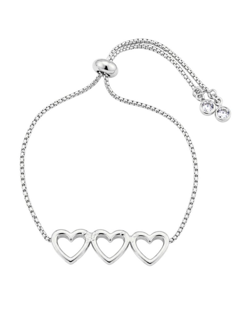 Pulseira Folheado a Prata 925 Corações Vazado