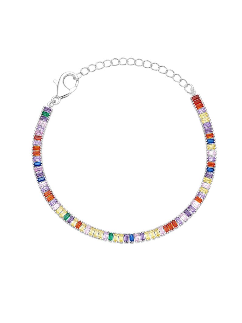 Pulseira Folheado a Prata 925 Navetes Coloridos