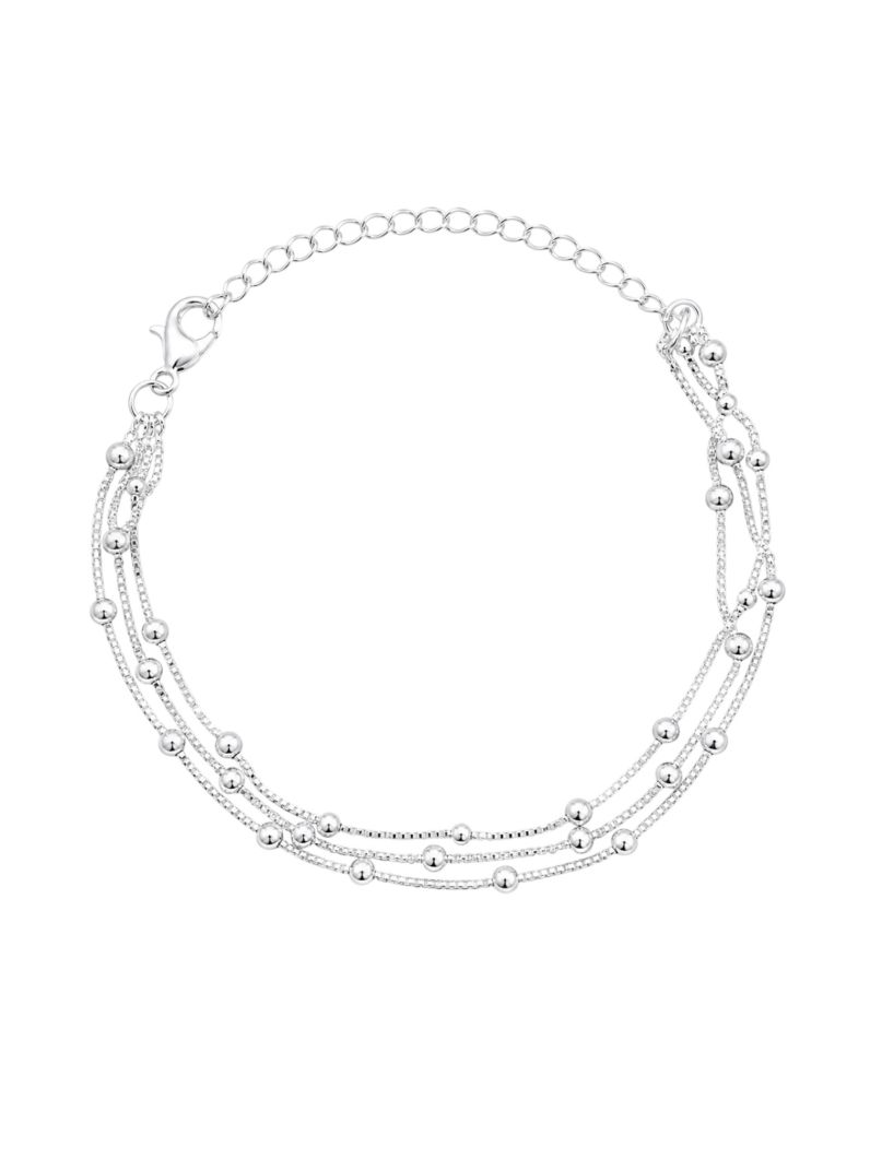 Pulseira Folheado a Prata 925 Triplo Com Esferas