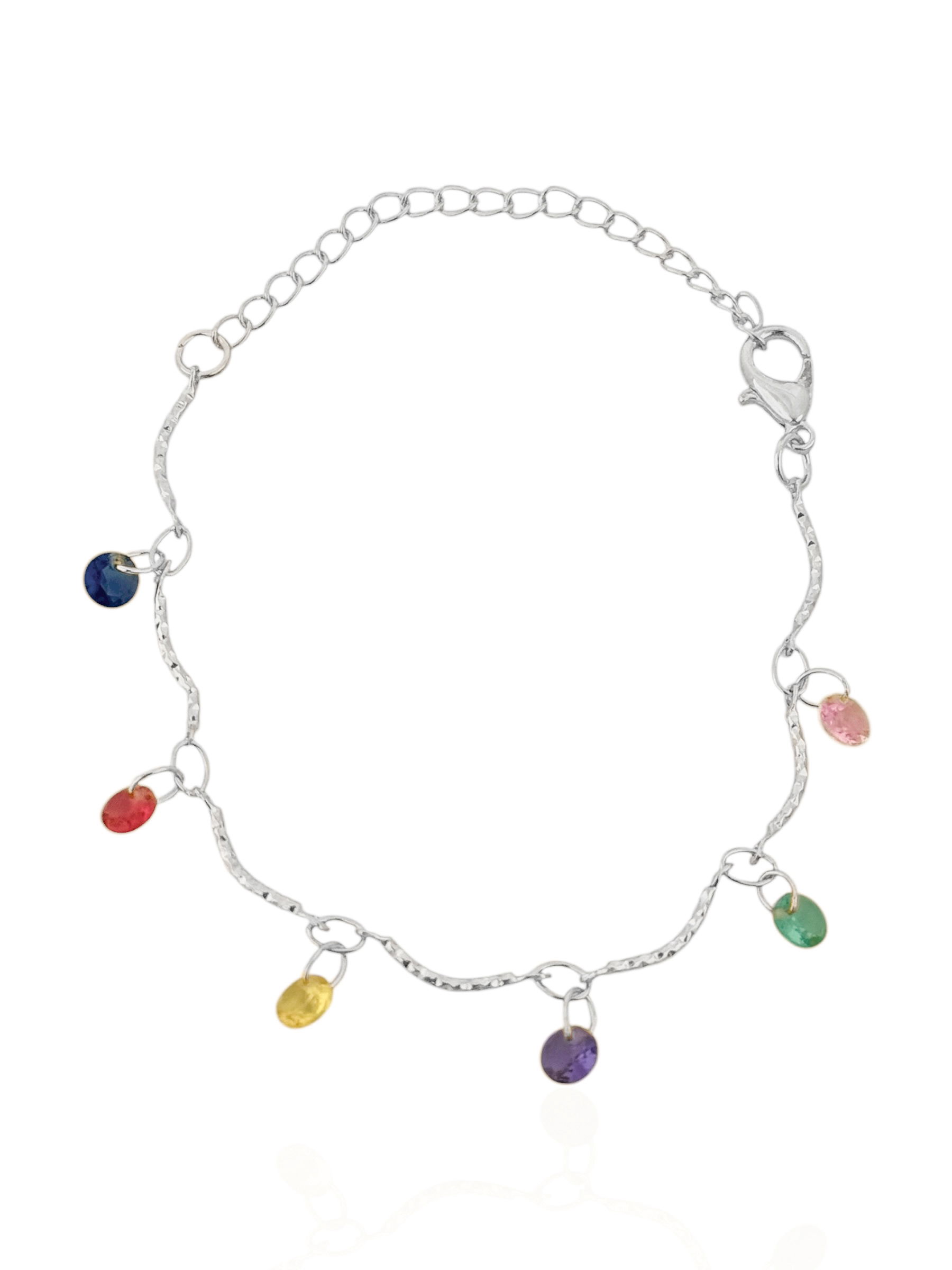 Pulseira Infantil Folheada a Ouro 18k e Prata Cristais Coloridos