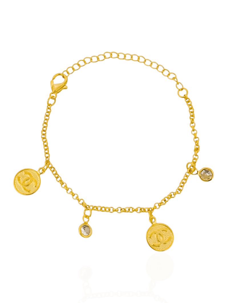 Pulseira Infantil Folheada a Ouro 18k e Prata Ponto de Luz e Grandes Marcas