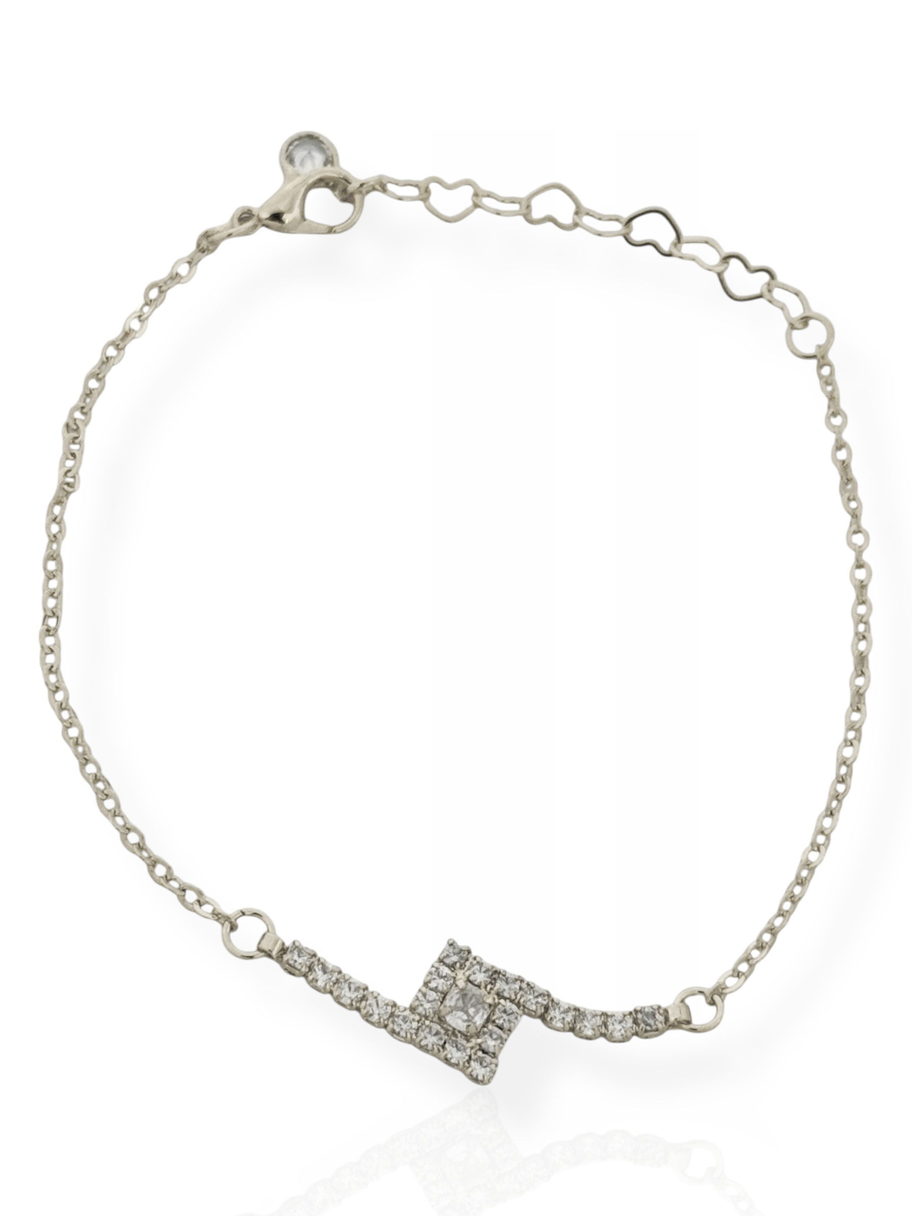 Pulseira Infantil Folheada a Ouro 18k e Prata Quadrado Cravejado