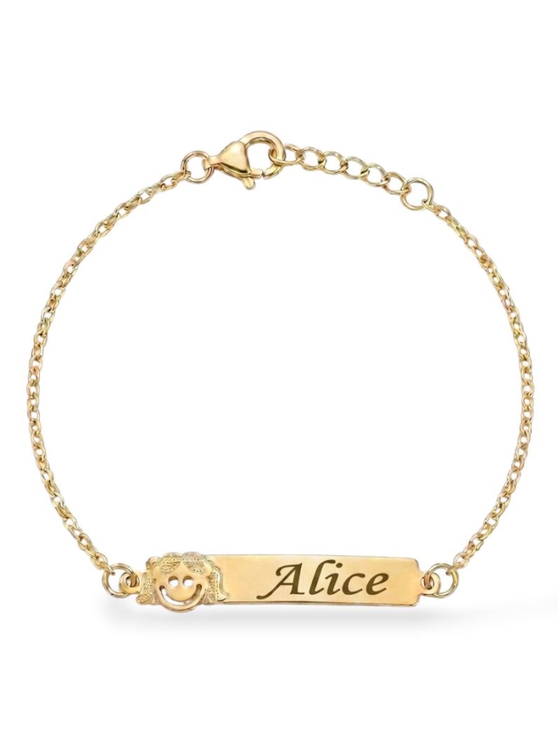 Pulseira Infantil Folheada a Ouro 18k Plaquinha e Nomes Femininos