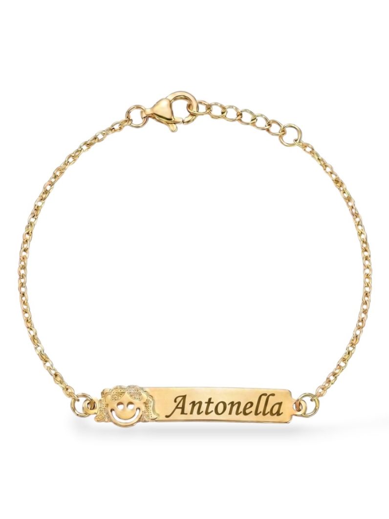 Pulseira Infantil Folheada a Ouro 18k Plaquinha e Nomes Femininos