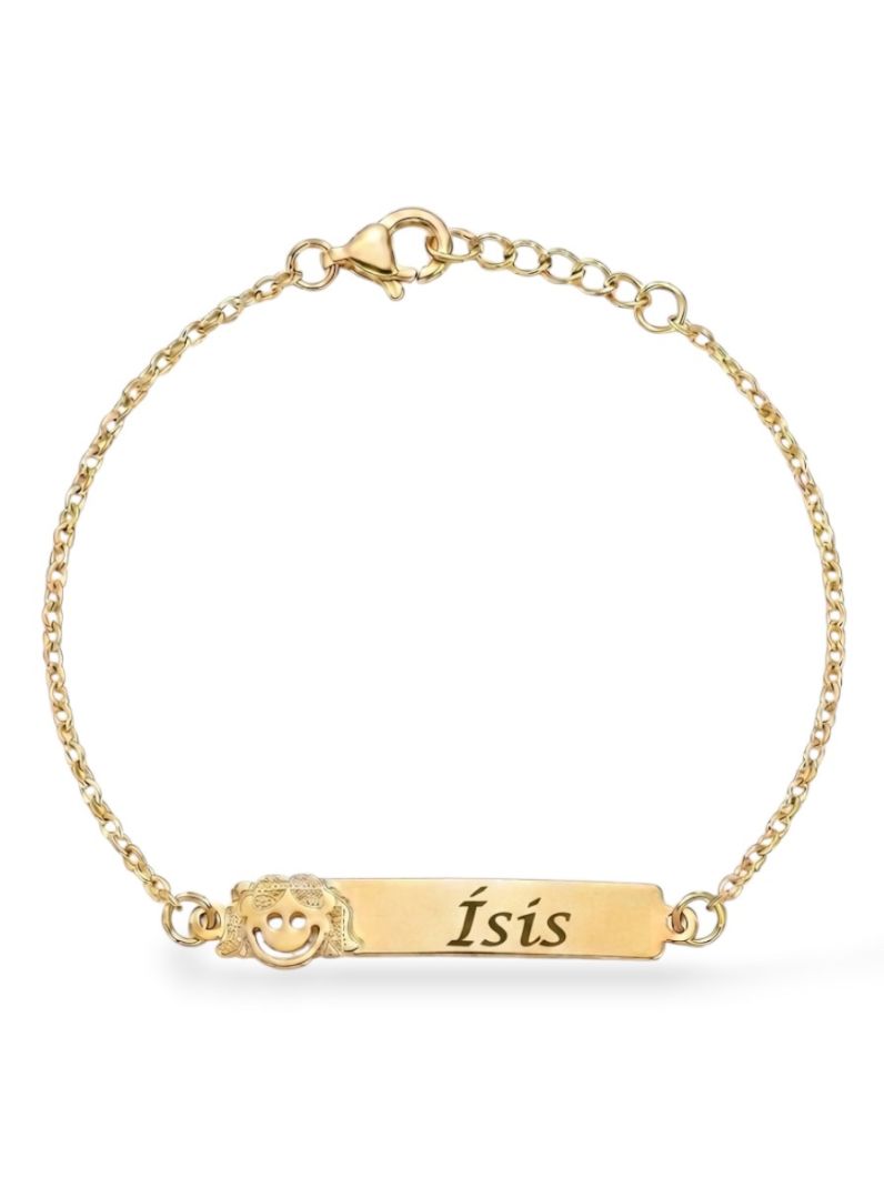 Pulseira Infantil Folheada a Ouro 18k Plaquinha e Nomes Femininos