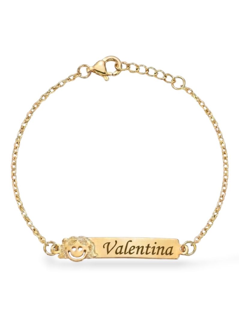 Pulseira Infantil Folheada a Ouro 18k Plaquinha e Nomes Femininos