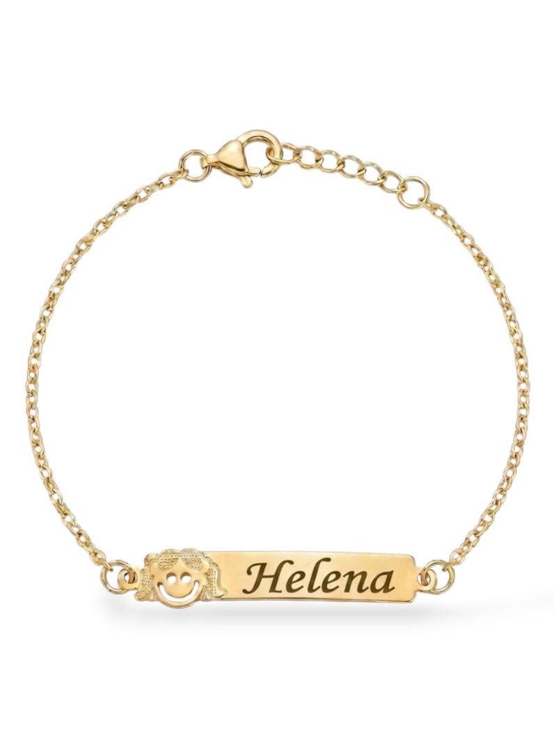 Pulseira Infantil Folheada a Ouro 18k Plaquinha e Nomes Femininos