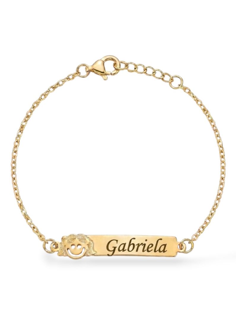 Pulseira Infantil Folheada a Ouro 18k Plaquinha e Nomes Femininos
