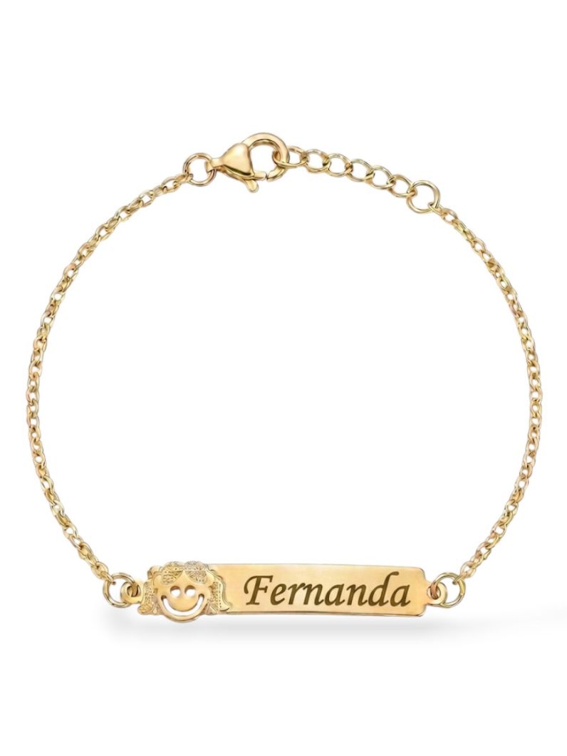 Pulseira Infantil Folheada a Ouro 18k Plaquinha e Nomes Femininos