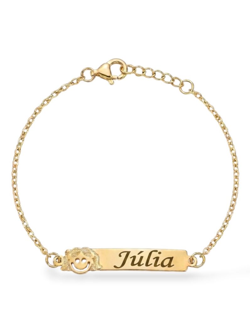 Pulseira Infantil Folheada a Ouro 18k Plaquinha e Nomes Femininos