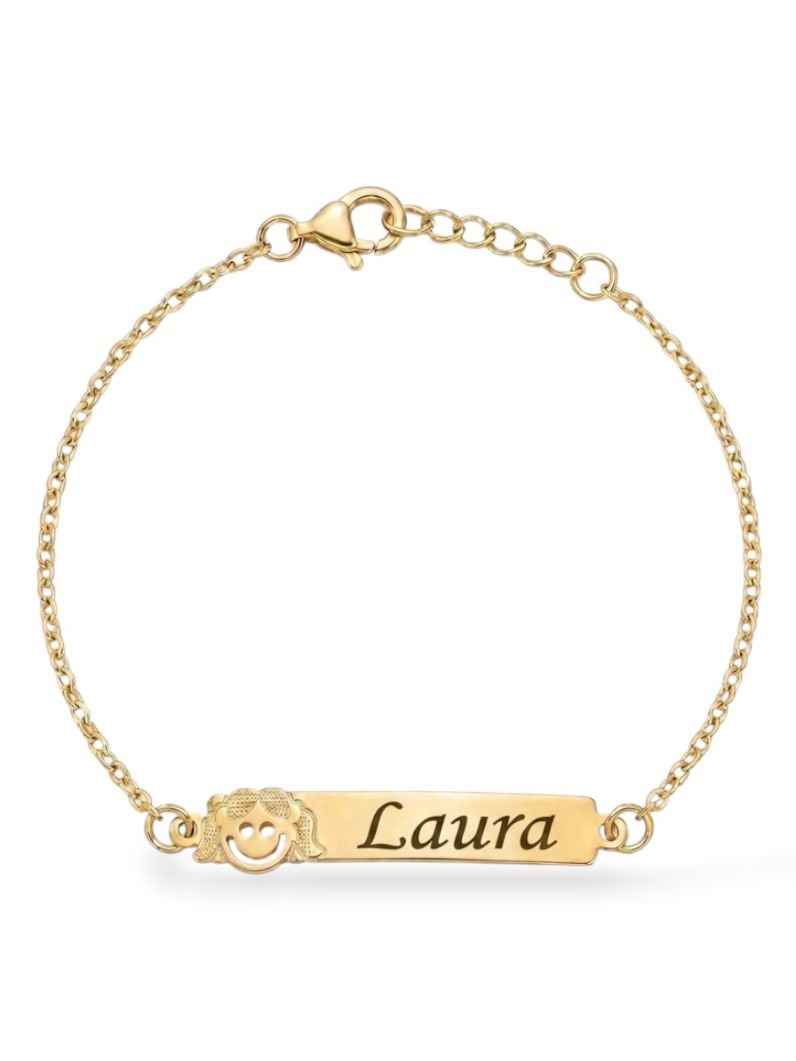 Pulseira Infantil Folheada a Ouro 18k Plaquinha e Nomes Femininos
