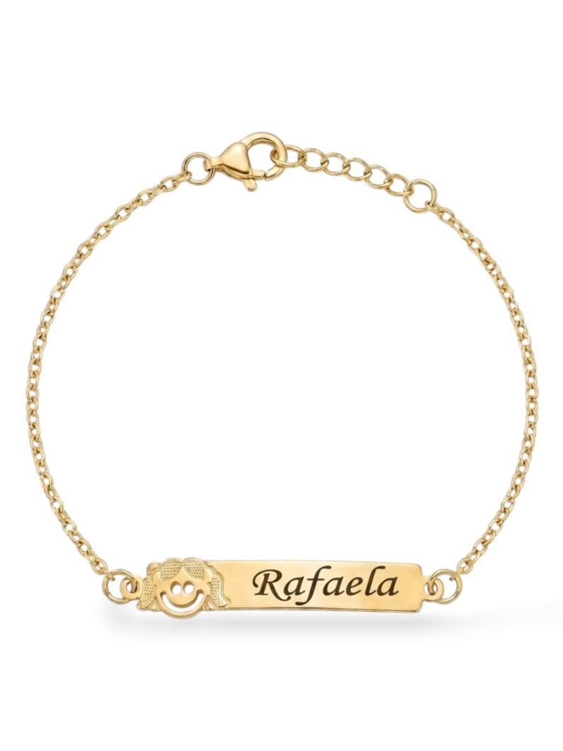 Pulseira Infantil Folheada a Ouro 18k Plaquinha e Nomes Femininos