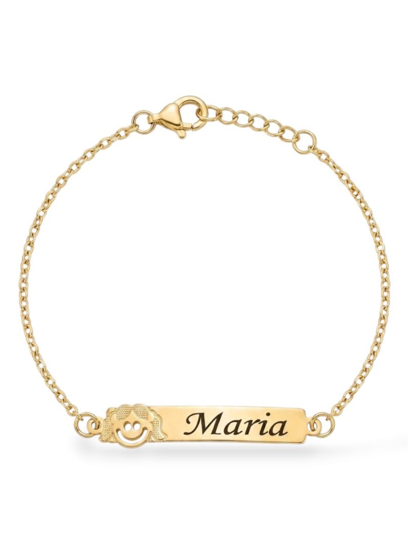 Pulseira Infantil Folheada a Ouro 18k Plaquinha e Nomes Femininos