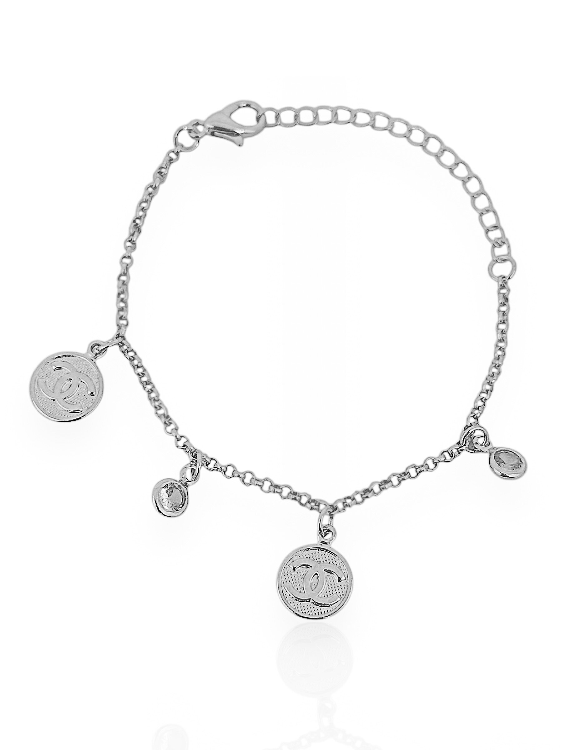 Pulseira Infantil Folheado a Ouro 18k e Prata, Placa Com Inspiração Grandes Marcas
