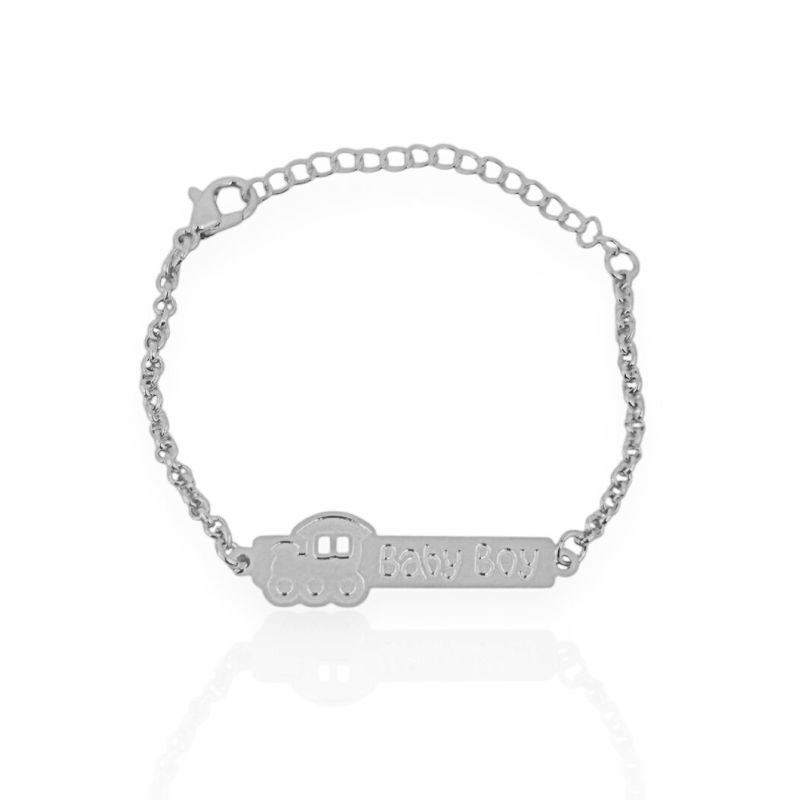 Pulseira Infantil Folheado a Ouro 18k e Prata, Plaquinha 'Baby Boy'
