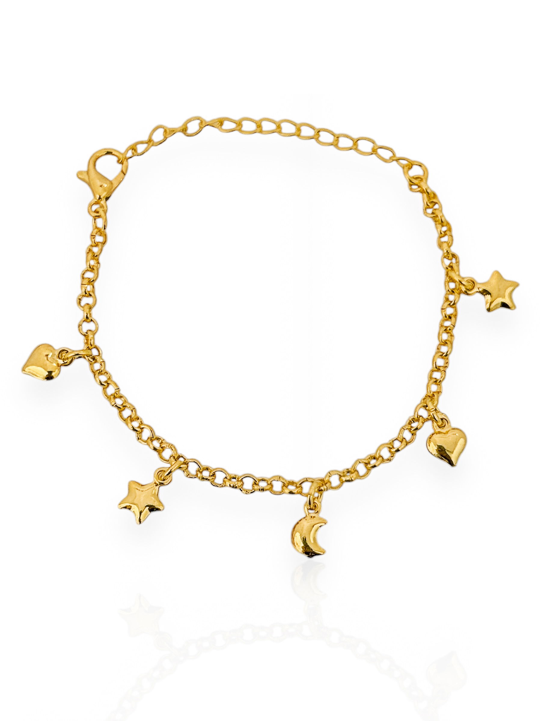Pulseira Infantil Folheado a Ouro 18k e Prata 925 Lua e Estrelas