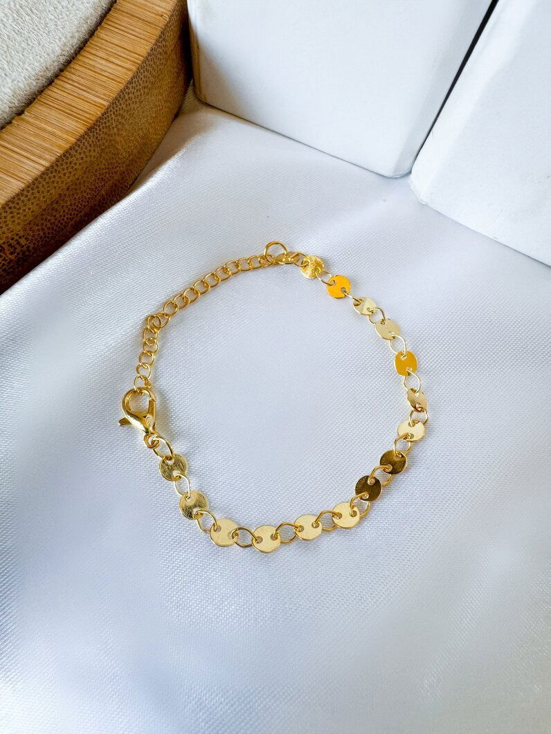 Pulseira Infantil Folheado a Ouro 18k e Prata Chapinhas Lisas