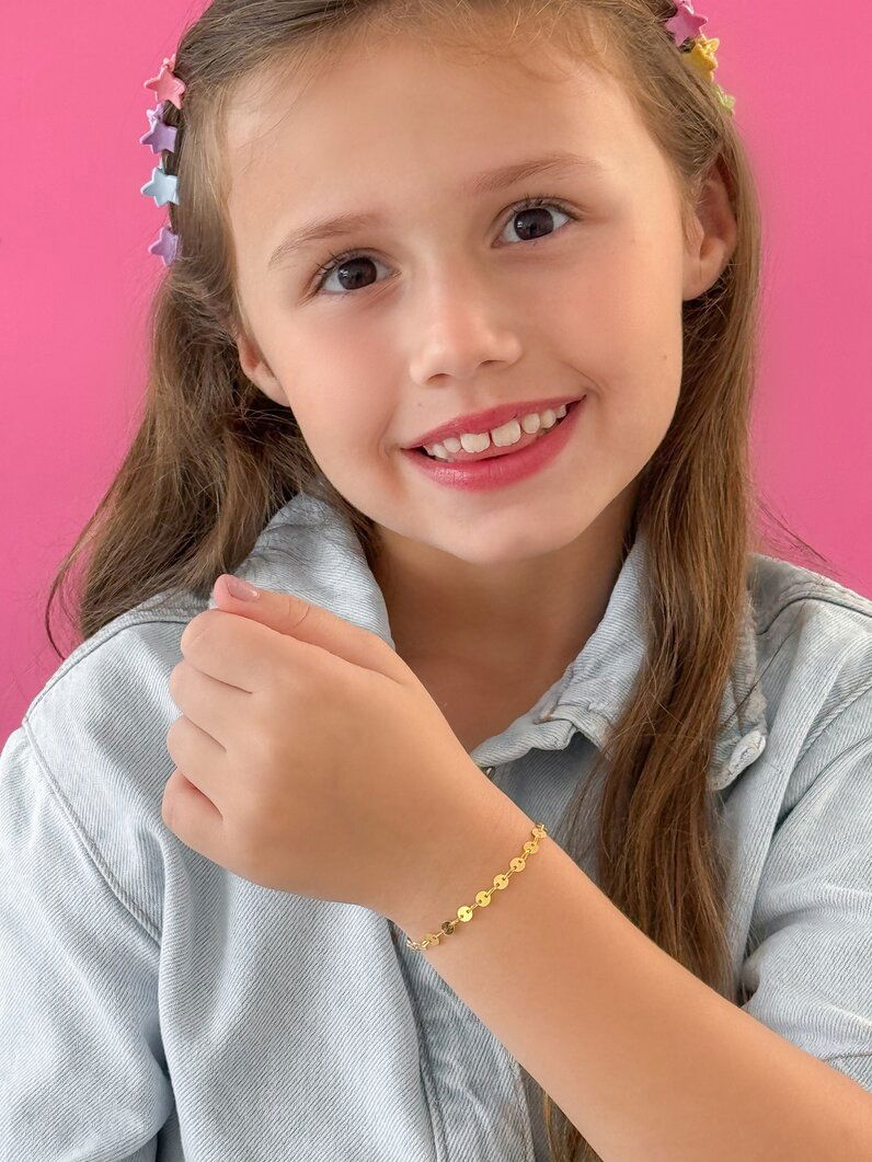 Pulseira Infantil Folheado a Ouro 18k e Prata Chapinhas Lisas
