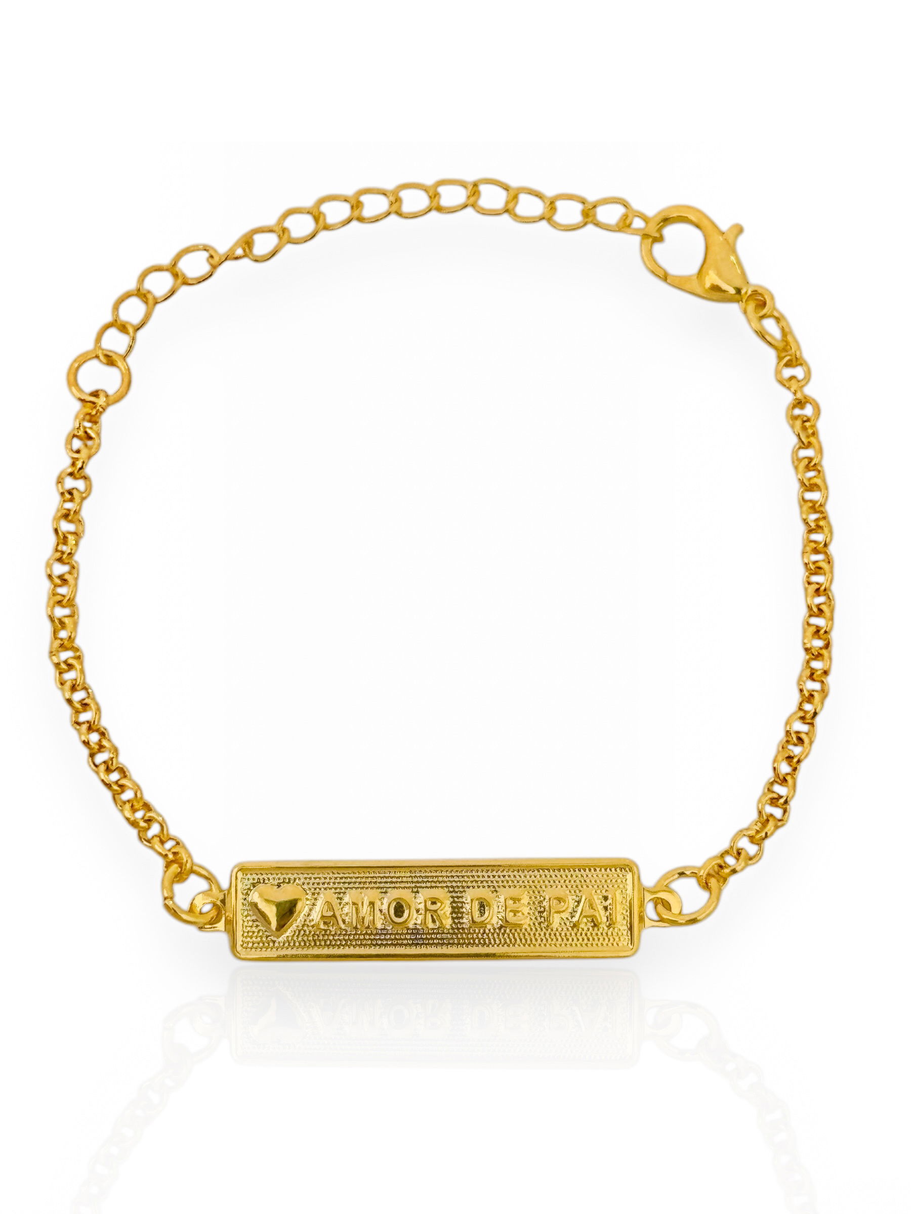 Pulseira Infantil Folheado a Ouro 18k e Prata Plaquinha 'Amor de Pai'