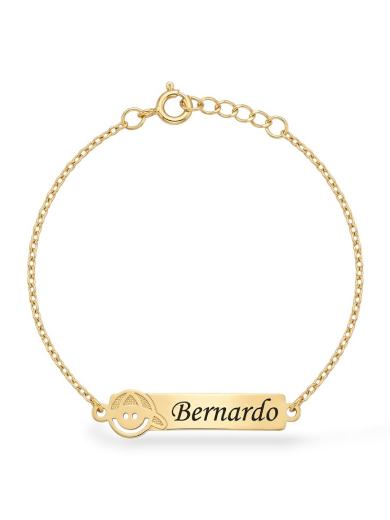 Pulseira Infantil Folheado a Ouro 18k Plaquinha Com Nome