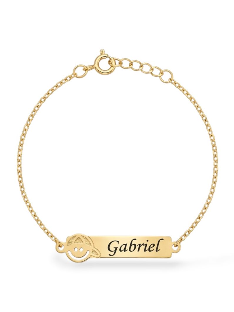 Pulseira Infantil Folheado a Ouro 18k Plaquinha Com Nome