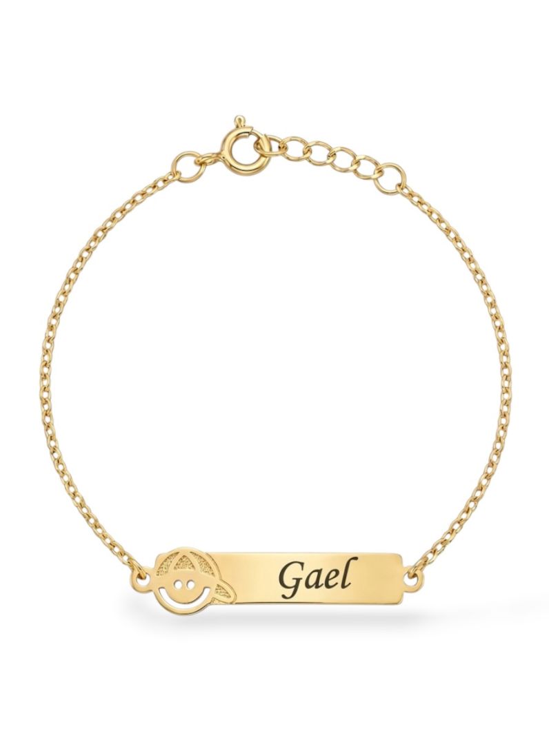 Pulseira Infantil Folheado a Ouro 18k Plaquinha Com Nome