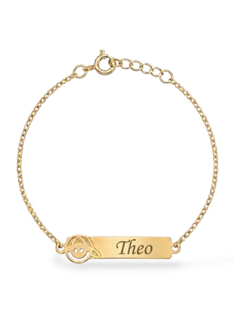 Pulseira Infantil Folheado a Ouro 18k Plaquinha Com Nome