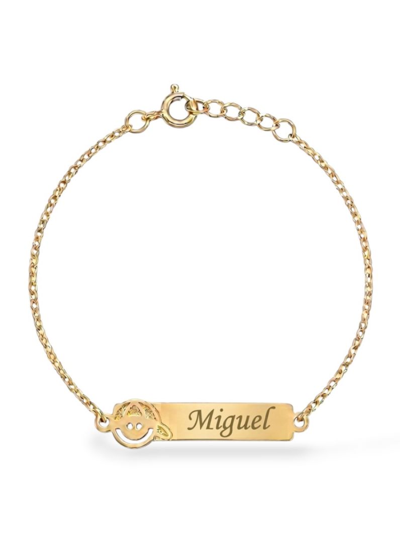 Pulseira Infantil Folheado a Ouro 18k Plaquinha Com Nome