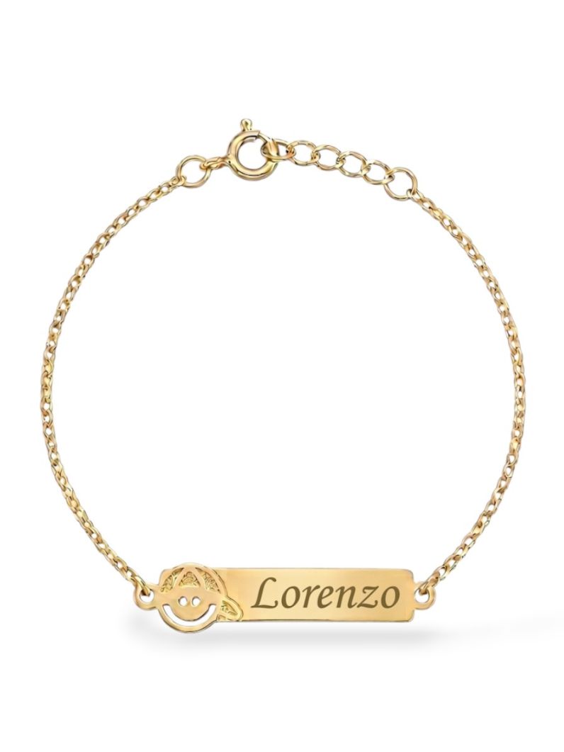 Pulseira Infantil Folheado a Ouro 18k Plaquinha Com Nome