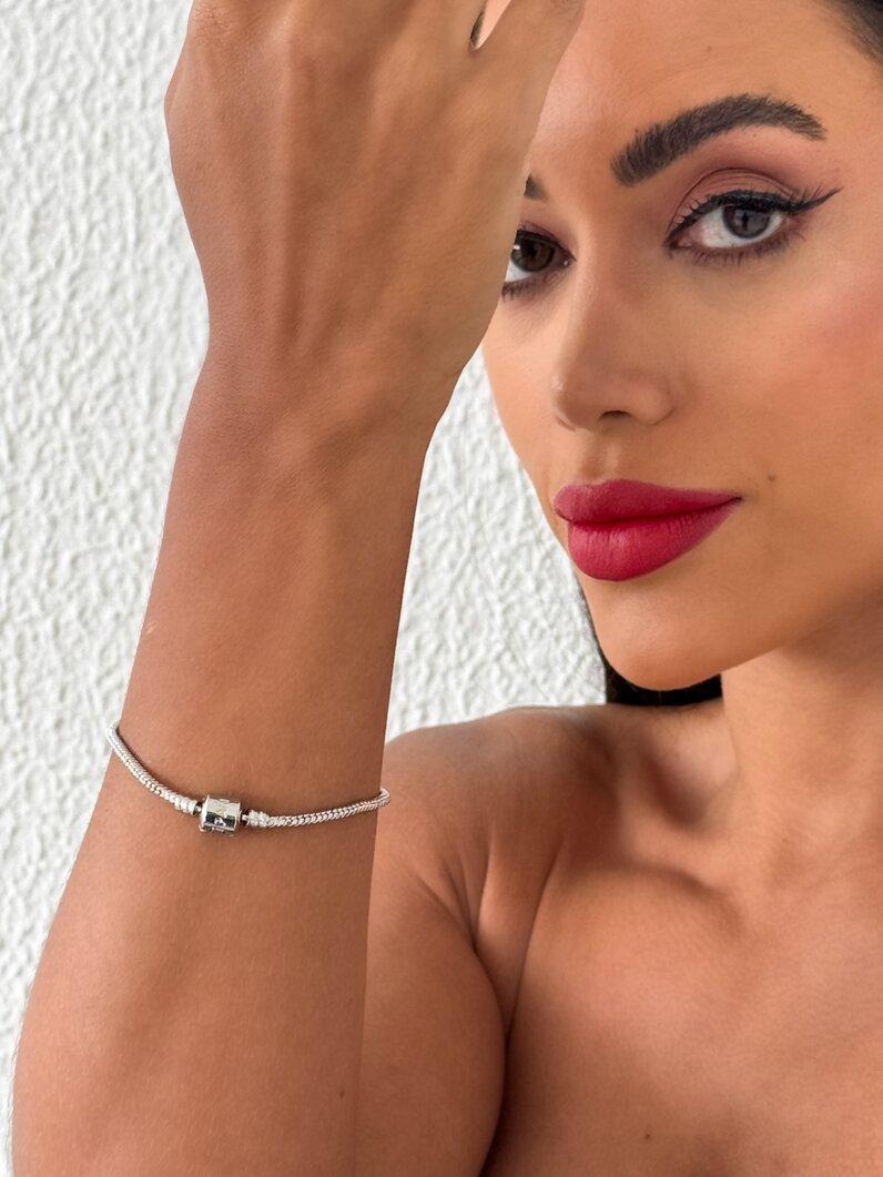 Pulseira Life Folheado a Prata 925 para Berloque e Charm Liso