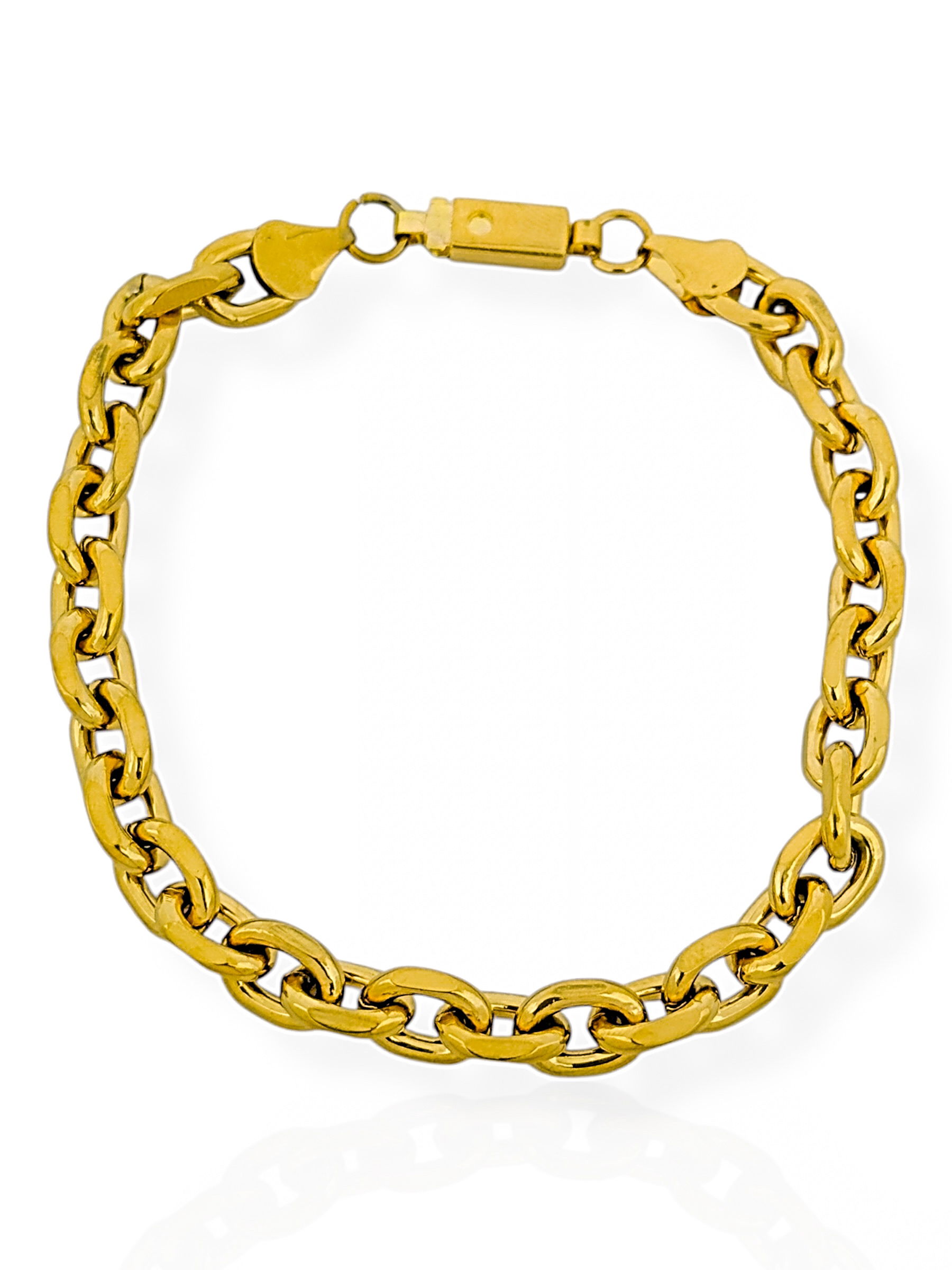 Pulseira Masculina Aço Inoxidável Folheado a Ouro 18k Elos