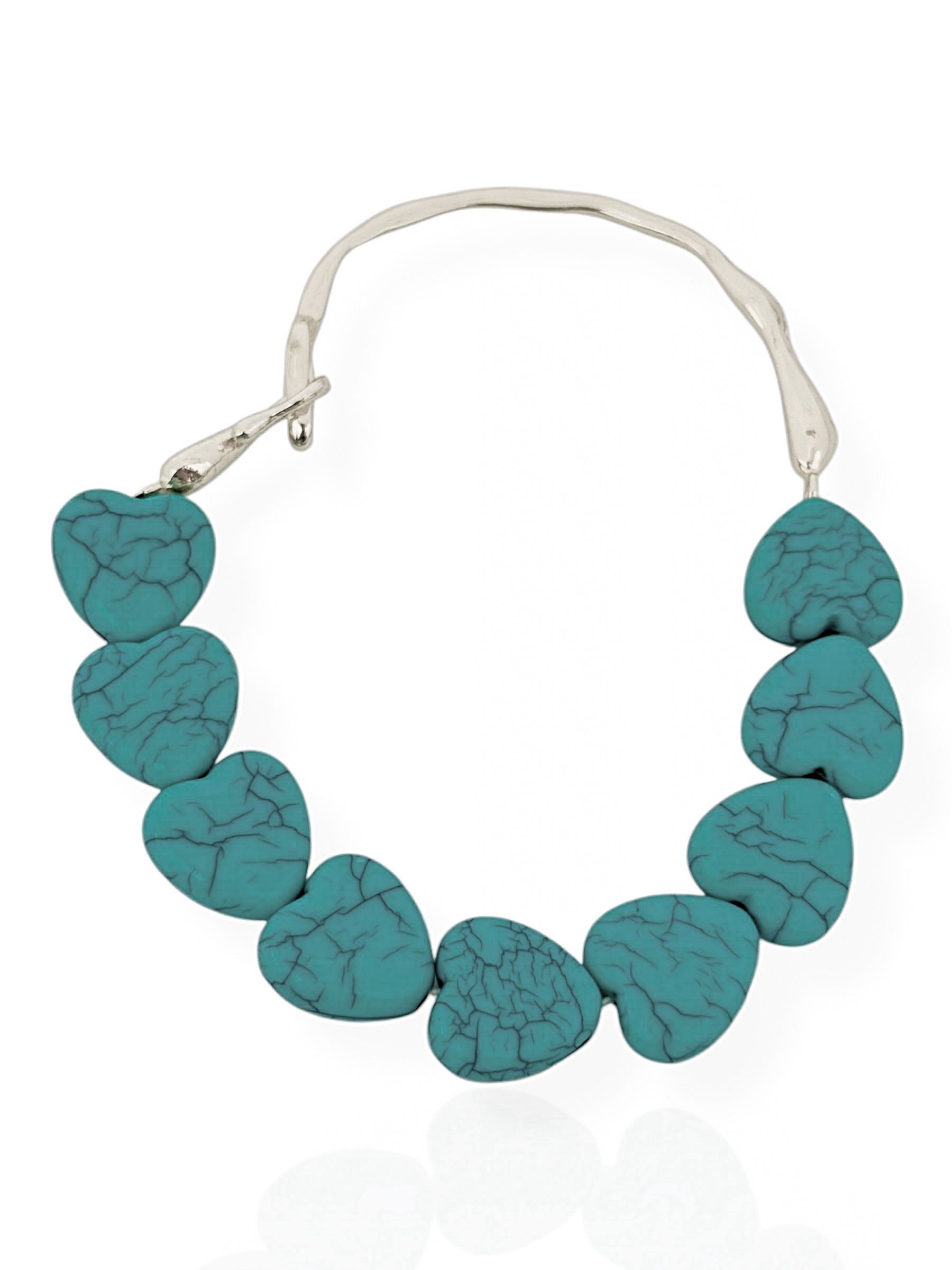 Pulseira Ouro 18k e Prata Pedras Naturais Formato Coração