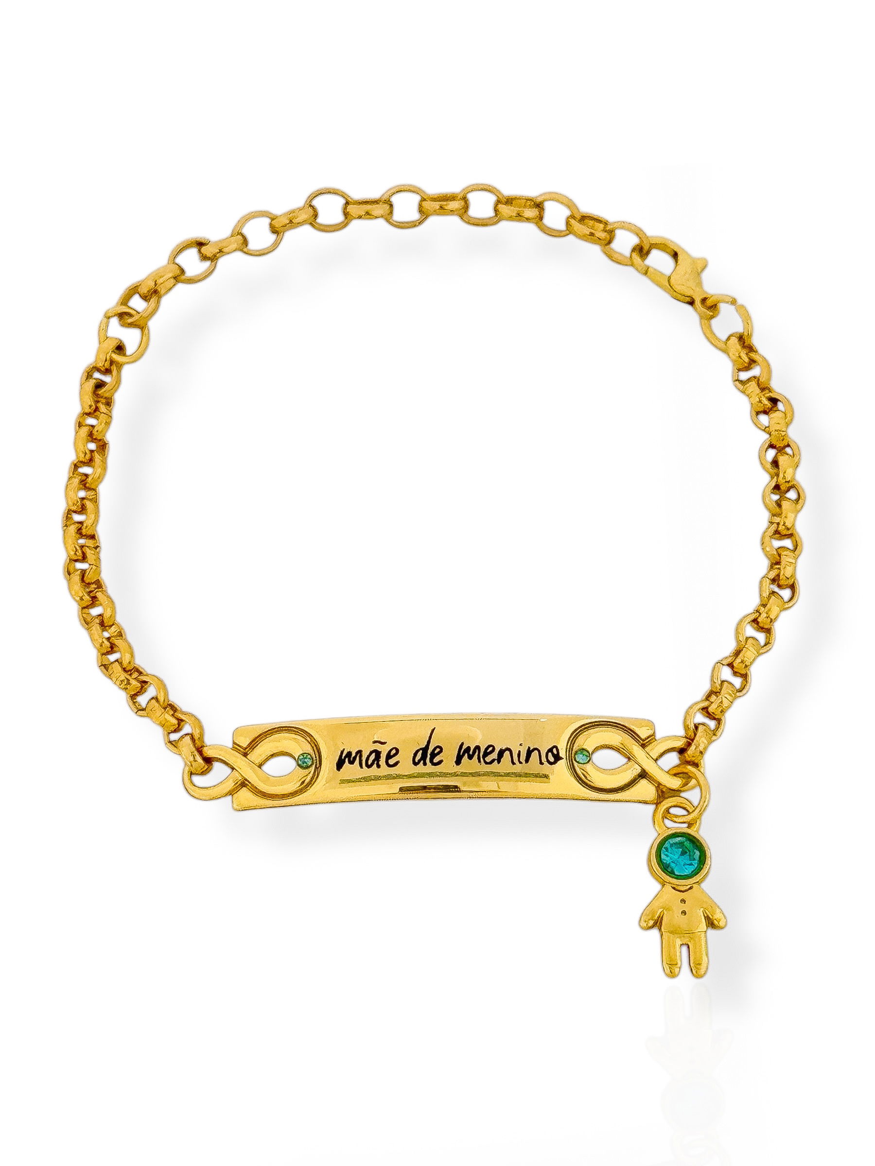 Pulseira Semi Joia Com Plaquinha Mãe e Menina e Menino Cristal