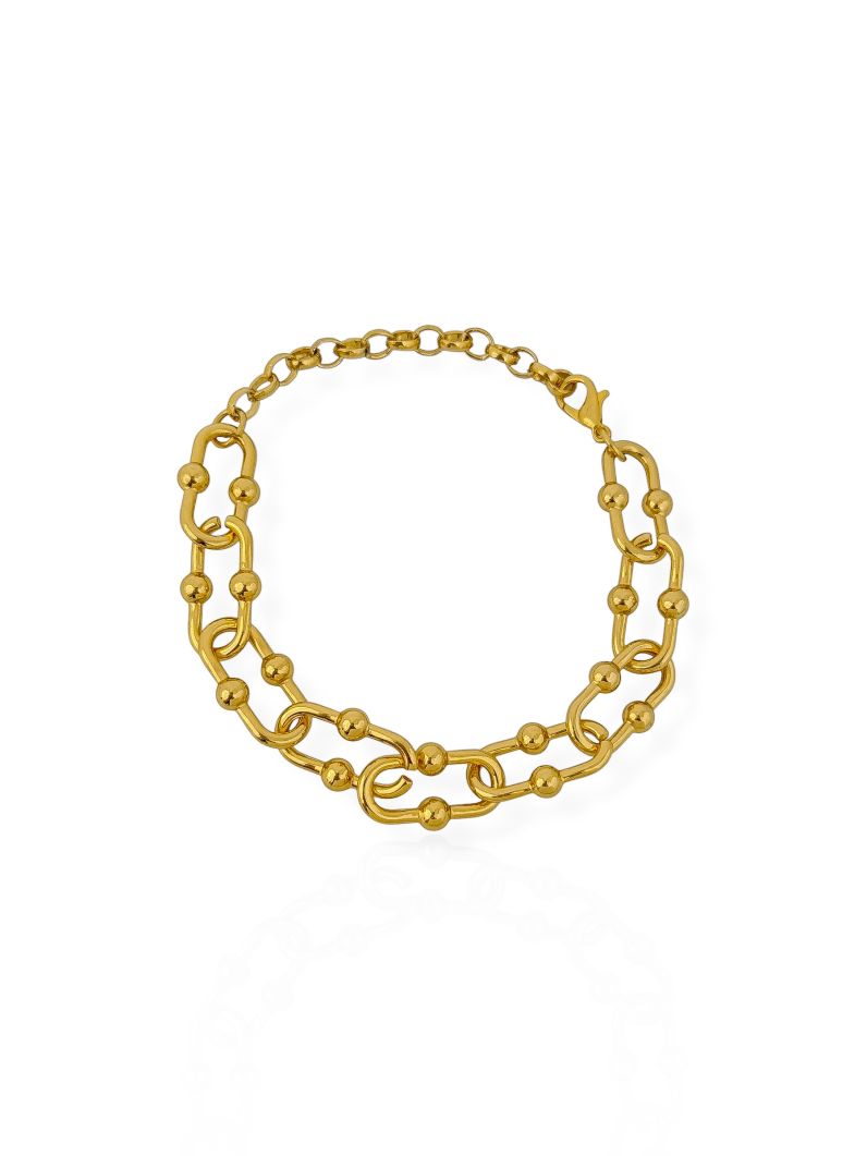 Pulseira Semi Joia Elos Quadrados Cravejados G