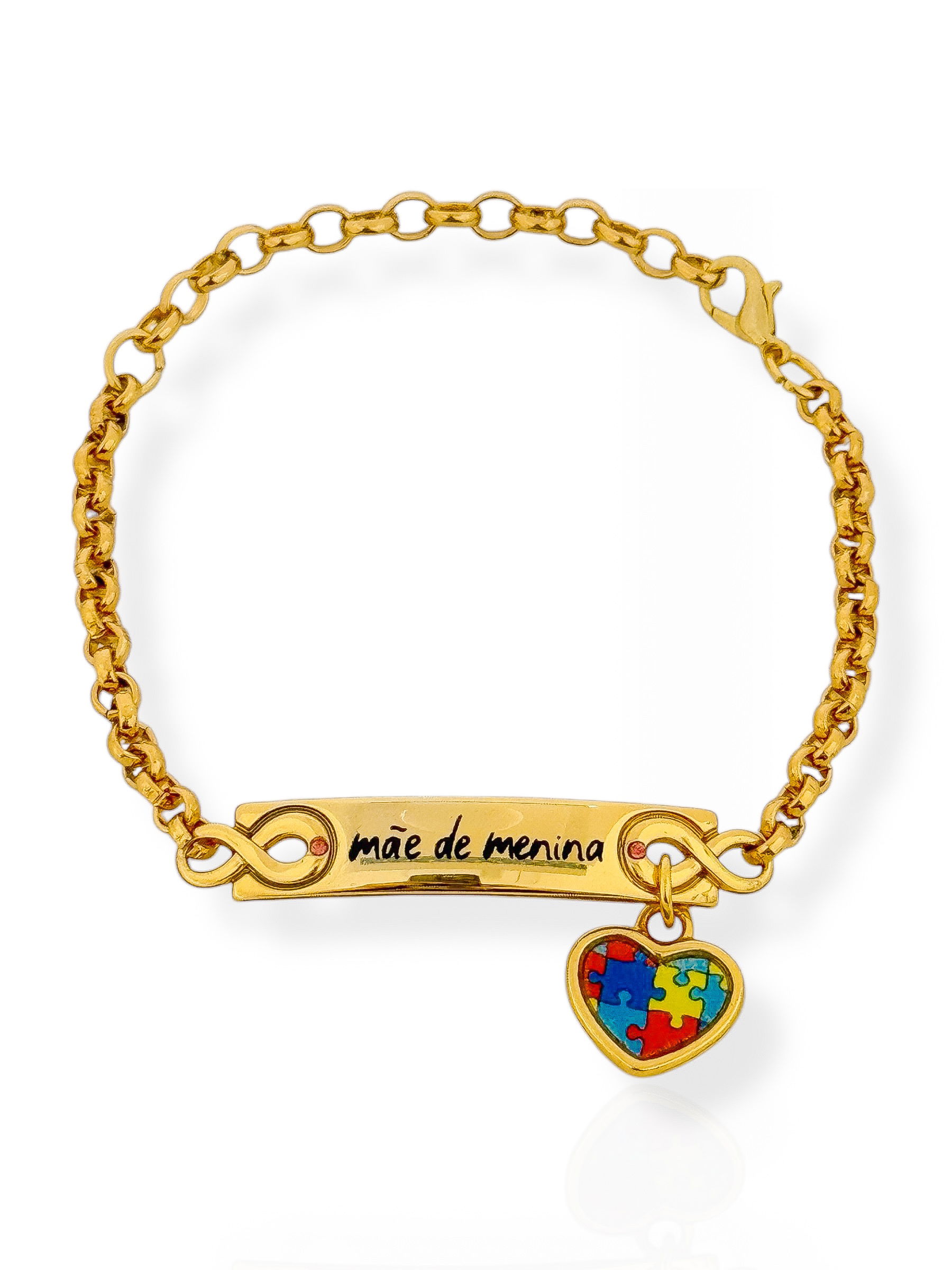 Pulseira Semi Joia Plaquinha Mãe de Menino e Menina Neurodiversidade