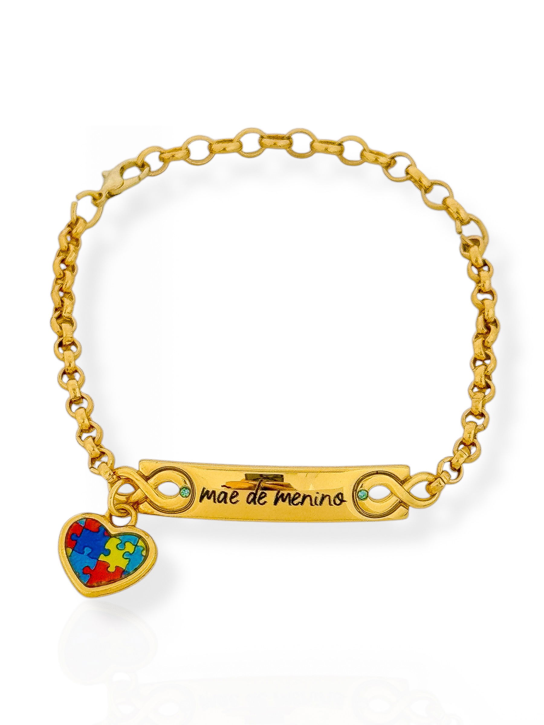 Pulseira Semi Joia Plaquinha Mãe de Menino e Menina Neurodiversidade